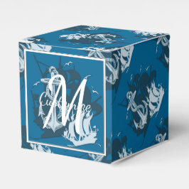 Caixinha De Lembrancinhas Monograma Pirate Ship & Anchor Cube Favor Box 3