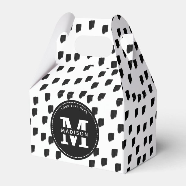 Caixinha De Lembrancinhas Monograma Preto e Branco de Brushbird (Frente)