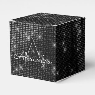 Caixinha De Lembrancinhas Monograma preto e branco do Shimmer - adicione seu