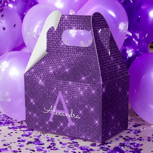Caixinha De Lembrancinhas Monograma roxo da faísca - favor de festa de