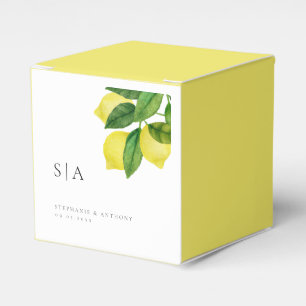 Caixinha De Lembrancinhas Monogramas Lemon Citrus Branch Greenery Casamento