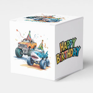 Caixinha De Lembrancinhas Monster Truck Birthday Bash Watercolor Art