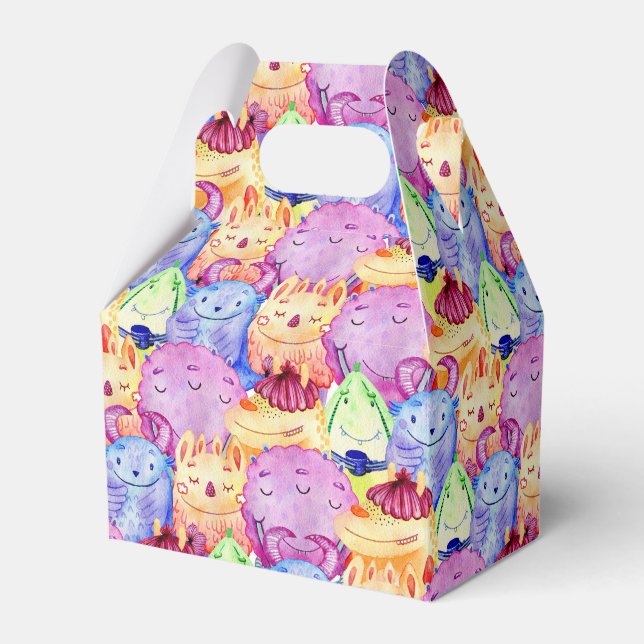 Caixinha De Lembrancinhas Monstros de Cores Aquáticas Cujas (Frente)