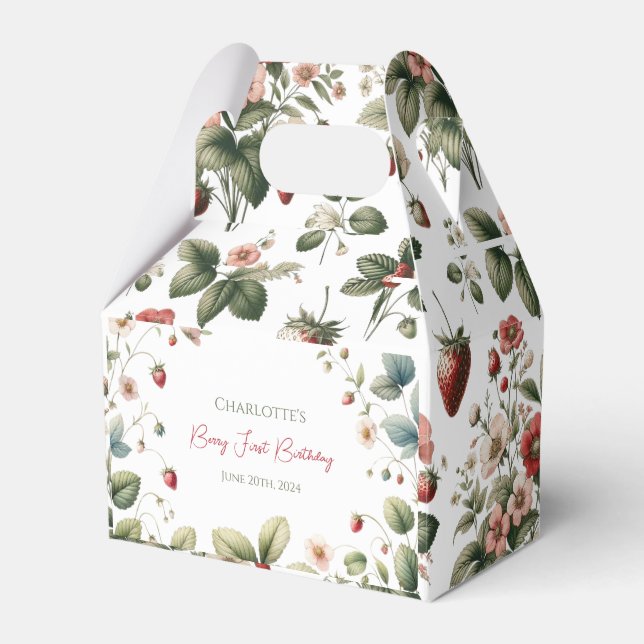 Caixinha De Lembrancinhas Morango de Aniversário Personalizado (Frente)