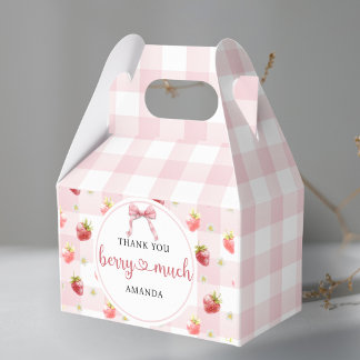 Caixinha De Lembrancinhas Morango Vermelho Rosa Xadrez Muito Obrigado Fruta
