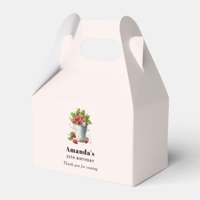 Caixinha De Lembrancinhas Morangos Picados Frescos num Aniversário Balde (Frente)