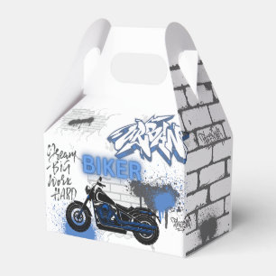 Caixinha De Lembrancinhas Motociclo e grafite azul Biker
