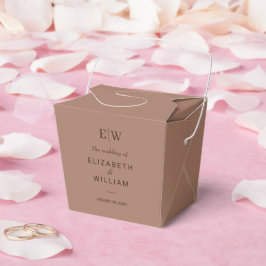 Caixinha De Lembrancinhas Mousse Simples Elegante Mocha com Casamento Monogr