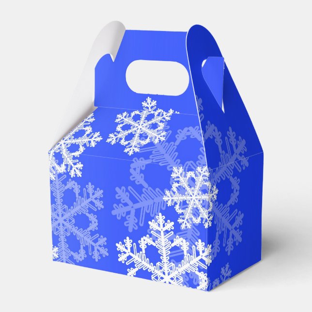 Caixinha De Lembrancinhas Na moda Cobalt Blue Snowflakes Natal Moderno (Frente)