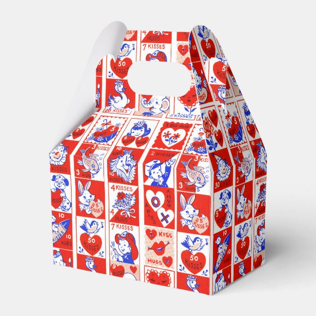 Caixinha De Lembrancinhas Namorados Retro Love Hugs Padrão de Corte (Frente)