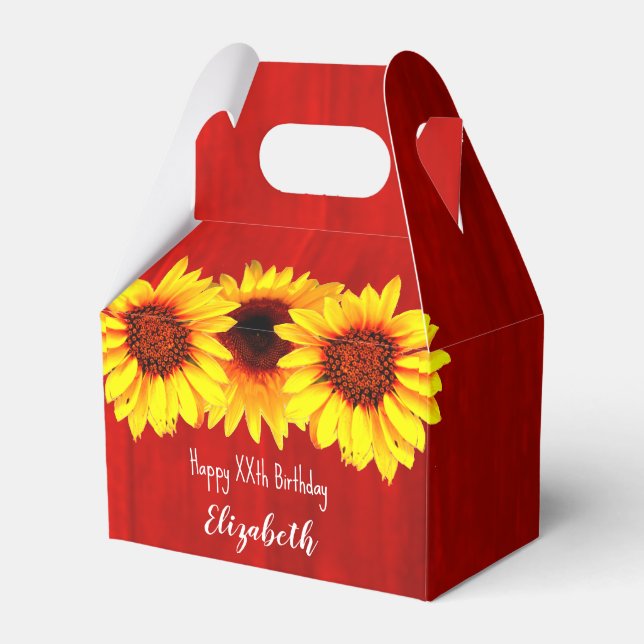 Caixinha De Lembrancinhas Nascimento de Madeira Rústica Sunflower (Frente)