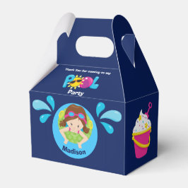 Caixinha De Lembrancinhas Natação de piscina Garota de Aniversário Cachorro