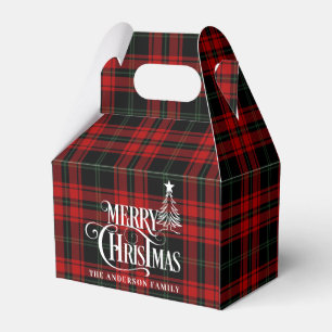 Caixinha De Lembrancinhas Natal da Xadrez Red & Green do Retro Clássico