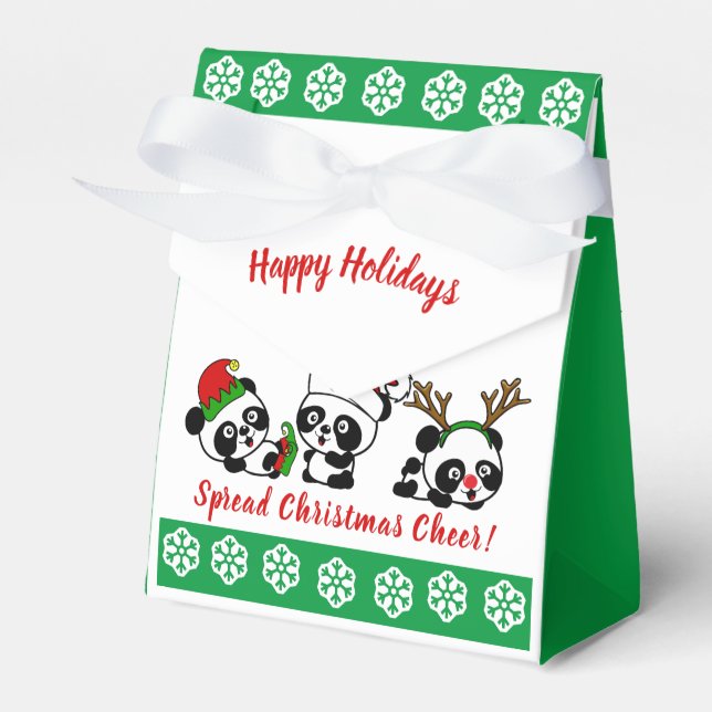 Caixinha De Lembrancinhas Natal personalizado Pandas Natal (Frente)