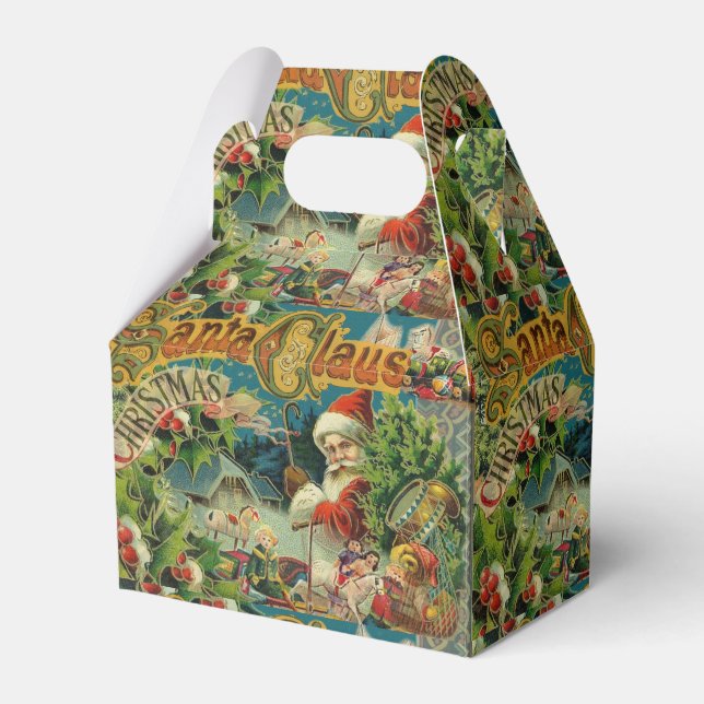 Caixinha De Lembrancinhas Natal Santa Claus Arte Antiquada (Frente)