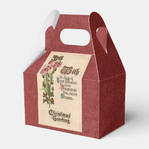 Caixinha De Lembrancinhas Natal vintage chique que cumprimenta no vermelho