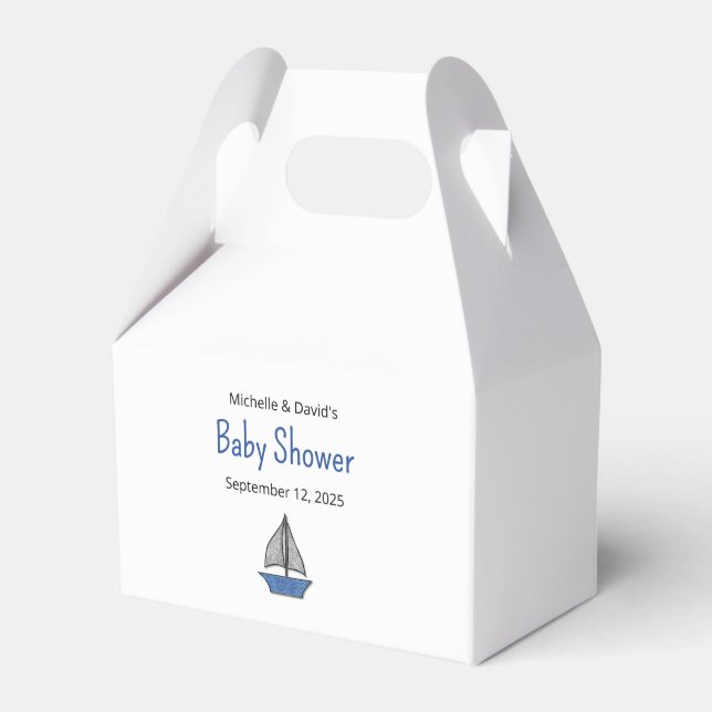 Caixinha De Lembrancinhas Nautical Cute Sailboat Boy Couples Baby Shower (Frente)