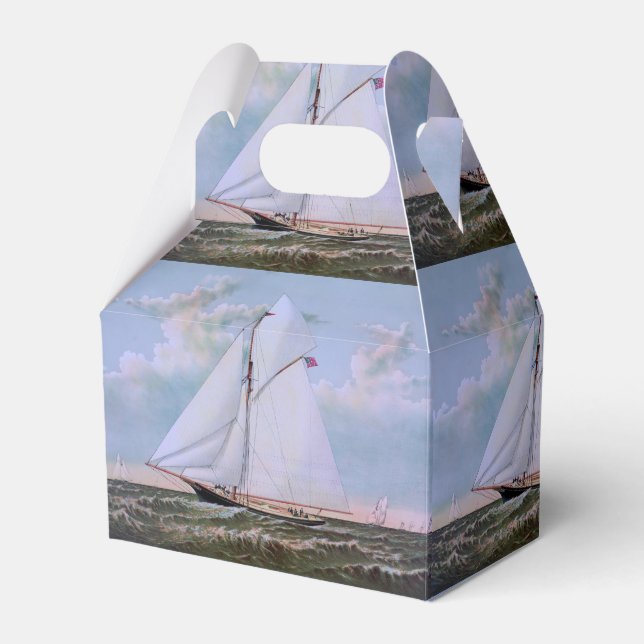 Caixinha De Lembrancinhas Navio de Navegação Antiquada - Yacht Sailboat Ocea (Frente)