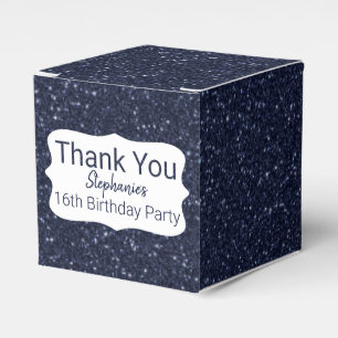 Caixinha De Lembrancinhas Navy Blue Glitter Happy Birthday
