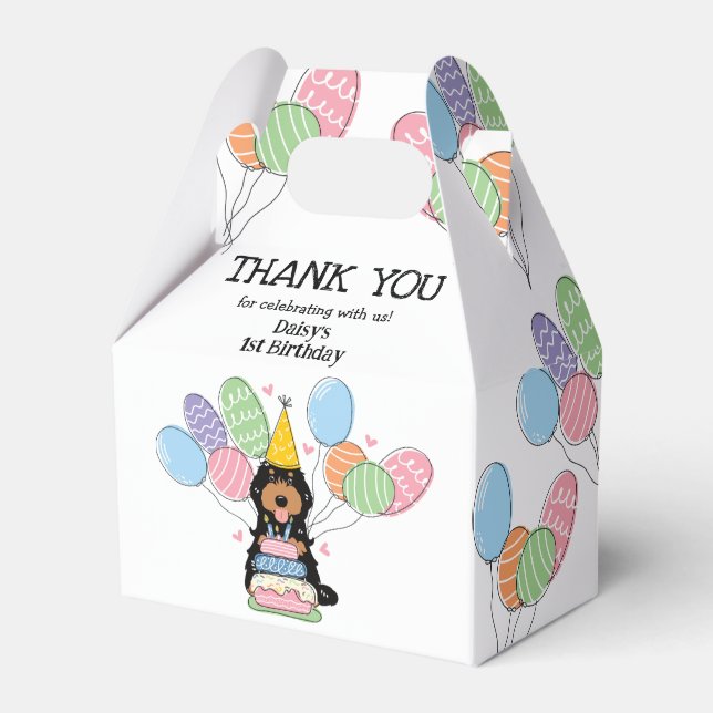 Caixinha De Lembrancinhas Negra Cockapoo Cavapoo Aniversário Obrigado (Frente)