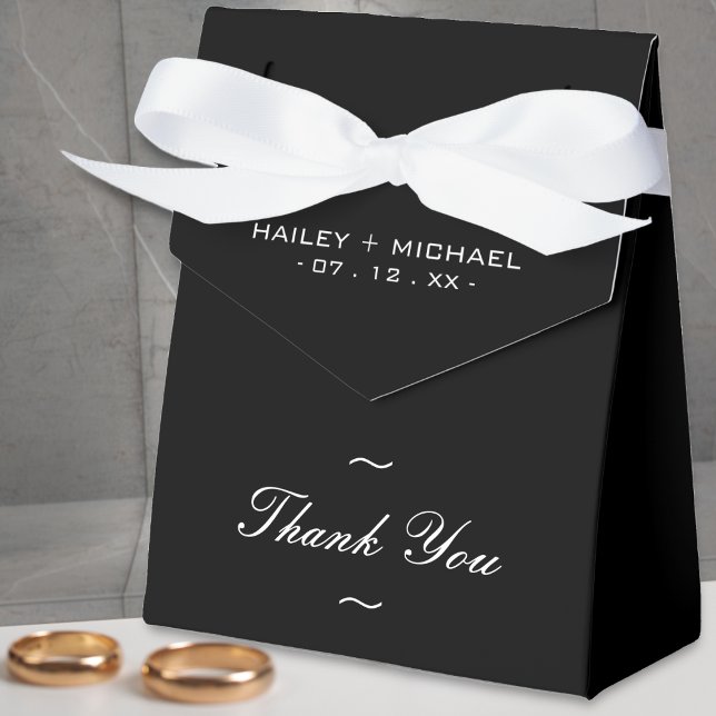 Caixinha De Lembrancinhas Negra e Branca Nova, Obrigado Casamento (black and white thank you wedding favor box)