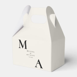 Caixinha De Lembrancinhas Negra Minimalista Moderna e Casamento Ecru