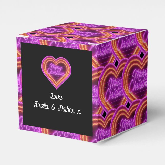 Caixinha De Lembrancinhas Neon Feliz Natal Personalizado (Frente)