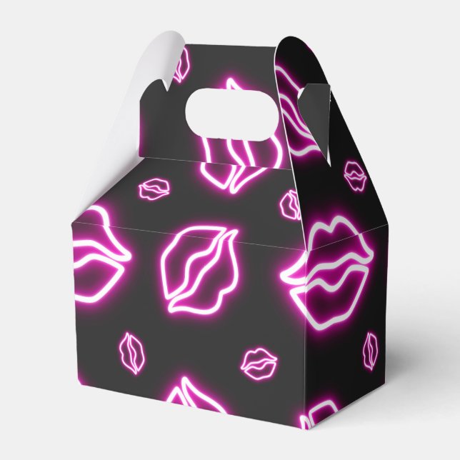 Caixinha De Lembrancinhas Neon Kiss Rosa (Frente)