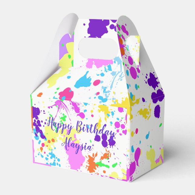 Caixinha De Lembrancinhas Neon Paint, Doce Dezesseis, Bat Mitzvah, Obrigado, (Frente)