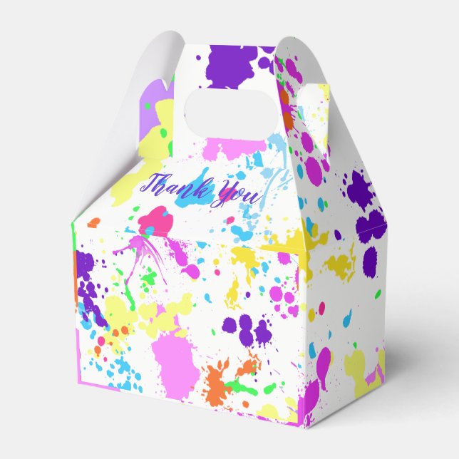 Caixinha De Lembrancinhas Neon Paint, Doce Dezesseis, Bat Mitzvah, Obrigado, (Frente)