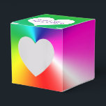 Caixinha De Lembrancinhas Neon Rainbow with Heart<br><div class="desc">Coração branca com novos nomes no fundo do abstrato do arco-íris neon.</div>