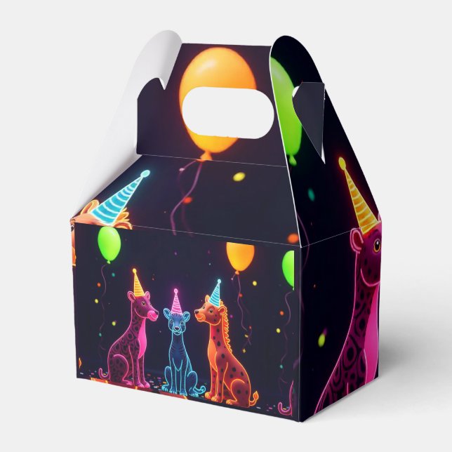 Caixinha De Lembrancinhas Neon Safari Party Favor Box (Frente)