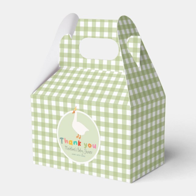 Caixinha De Lembrancinhas Neutral Green Silly Goose Baby Shower (Frente)