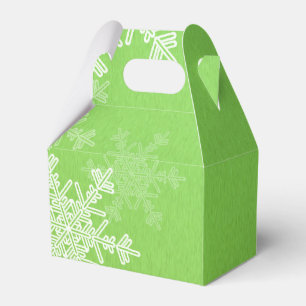 Caixinha De Lembrancinhas Neve Verde Branca Flocos Minimalistas de Natal