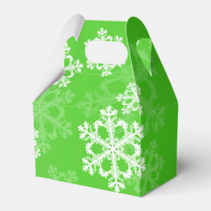 Caixinha De Lembrancinhas Neve Verde Branca Flocos Minimalistas de Natal