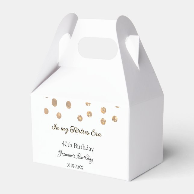 Caixinha De Lembrancinhas No meu aniversário de 40, ouro pontos feliz (Frente)