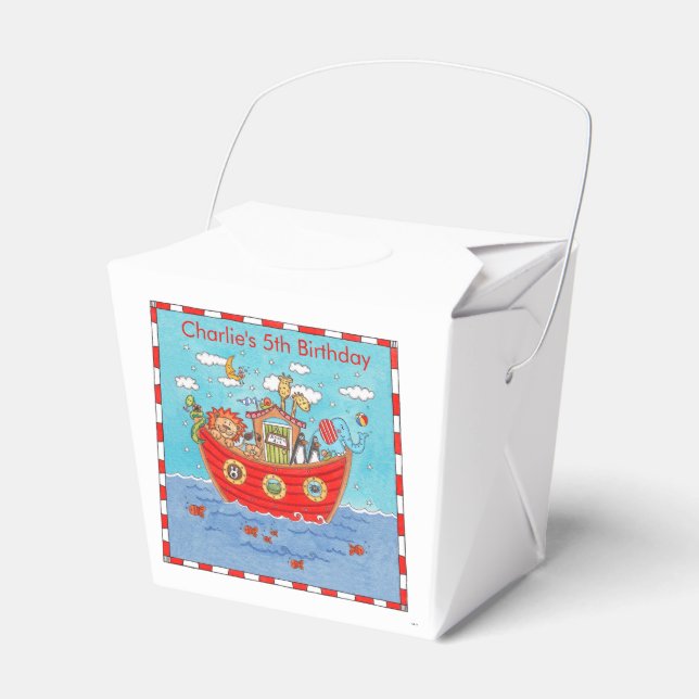Caixinha De Lembrancinhas Noah's Ark Birthday personalizado (Frente)