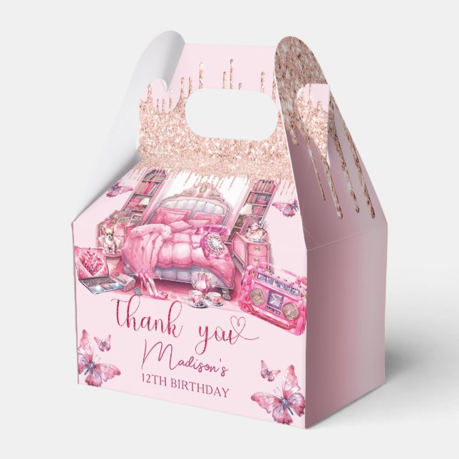 Caixinha De Lembrancinhas Noite de Menina de Sono Rosa Personalizado (Frente)