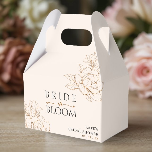 Caixinha De Lembrancinhas Noiva em Flor Tan Brown Chá de Panela (Bride in Bloom Tan Brown Bridal Shower Favor Boxes
)