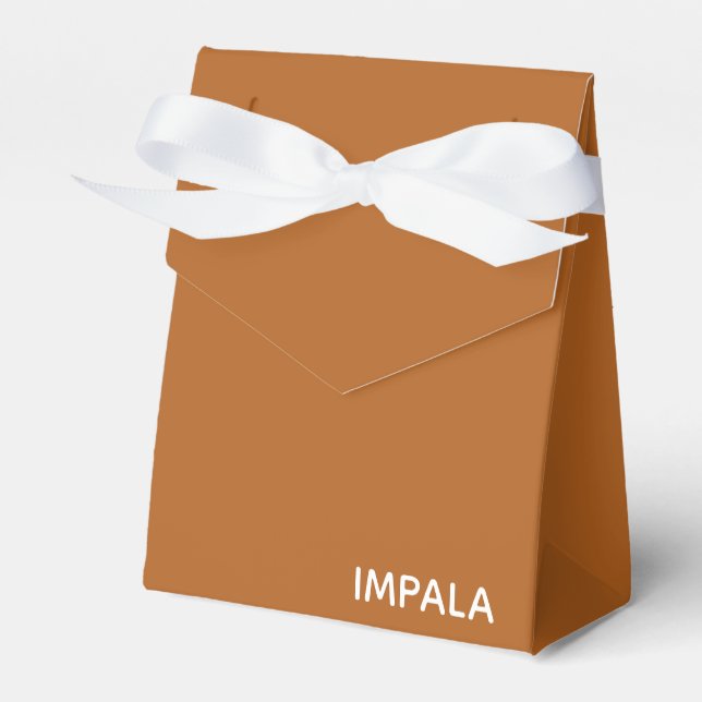 Caixinha De Lembrancinhas nome da cor marrom impala (Frente)