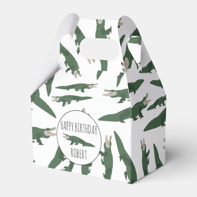Caixinha De Lembrancinhas Nome Personalizado do Padrão Crocodilo do Alligado (Frente)