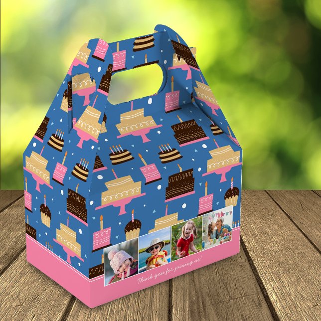 Caixinha De Lembrancinhas Nome Personalizado do Padrão de Bolo de Aniversári (Criador carregado)