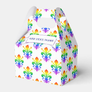 Caixinha De Lembrancinhas Nome Personalizado do Rainbow Fleur-de-lis