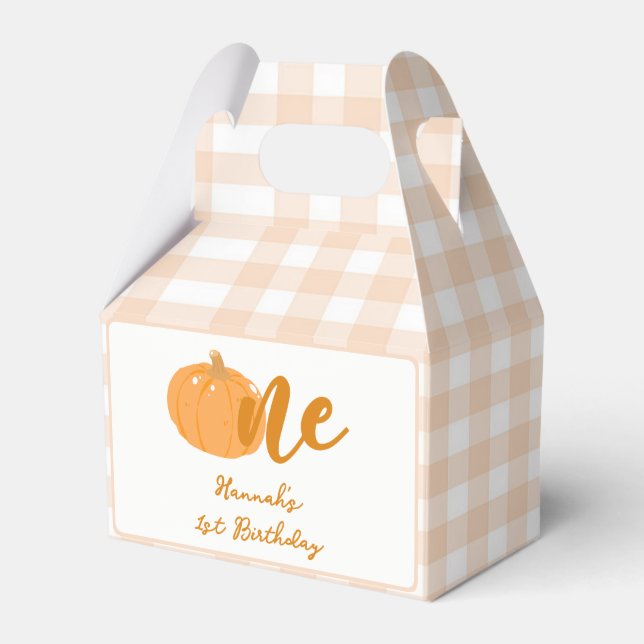 Caixinha De Lembrancinhas Nosso Pequeno primeiro aniversario Laranja De Pump (Frente)