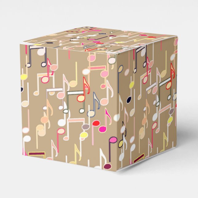 Caixinha De Lembrancinhas Notas Musicais impressão - bronzeado, multicêntric (Frente)