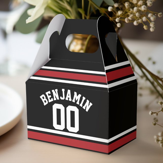 Caixinha De Lembrancinhas Número de Nome Personalizado de Jersey do Black an (Personalized favor box - birthday party)