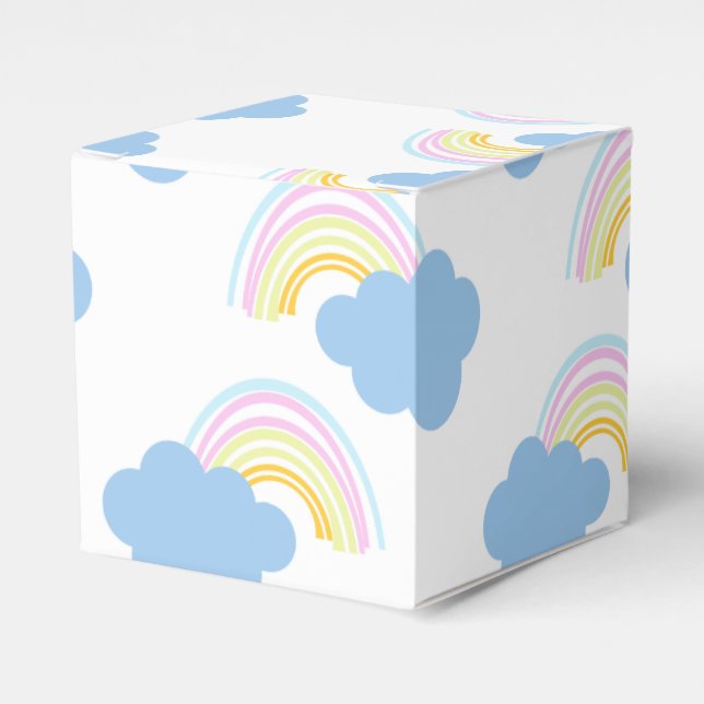 Caixinha De Lembrancinhas Nuvens de Verão Arco-íris Pastel Garatuja Rabisco  (Frente)
