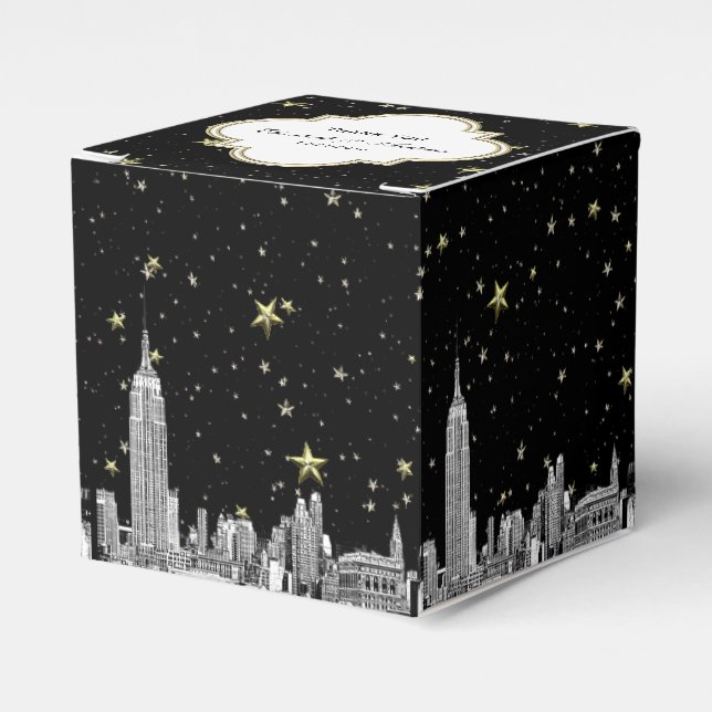 Caixinha De Lembrancinhas NYC Skyline Enchido Starry DIY Cor BG (Frente)