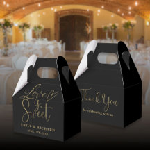 O Amor é Doce Elegante Casamento Preto e Dourado