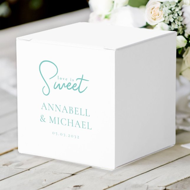 Caixinha De Lembrancinhas O amor é doce! Elegante, Simpel, Casamento (Love is Sweet! Elegant, Simpel, Wedding Favor Boxes with your names and date.)